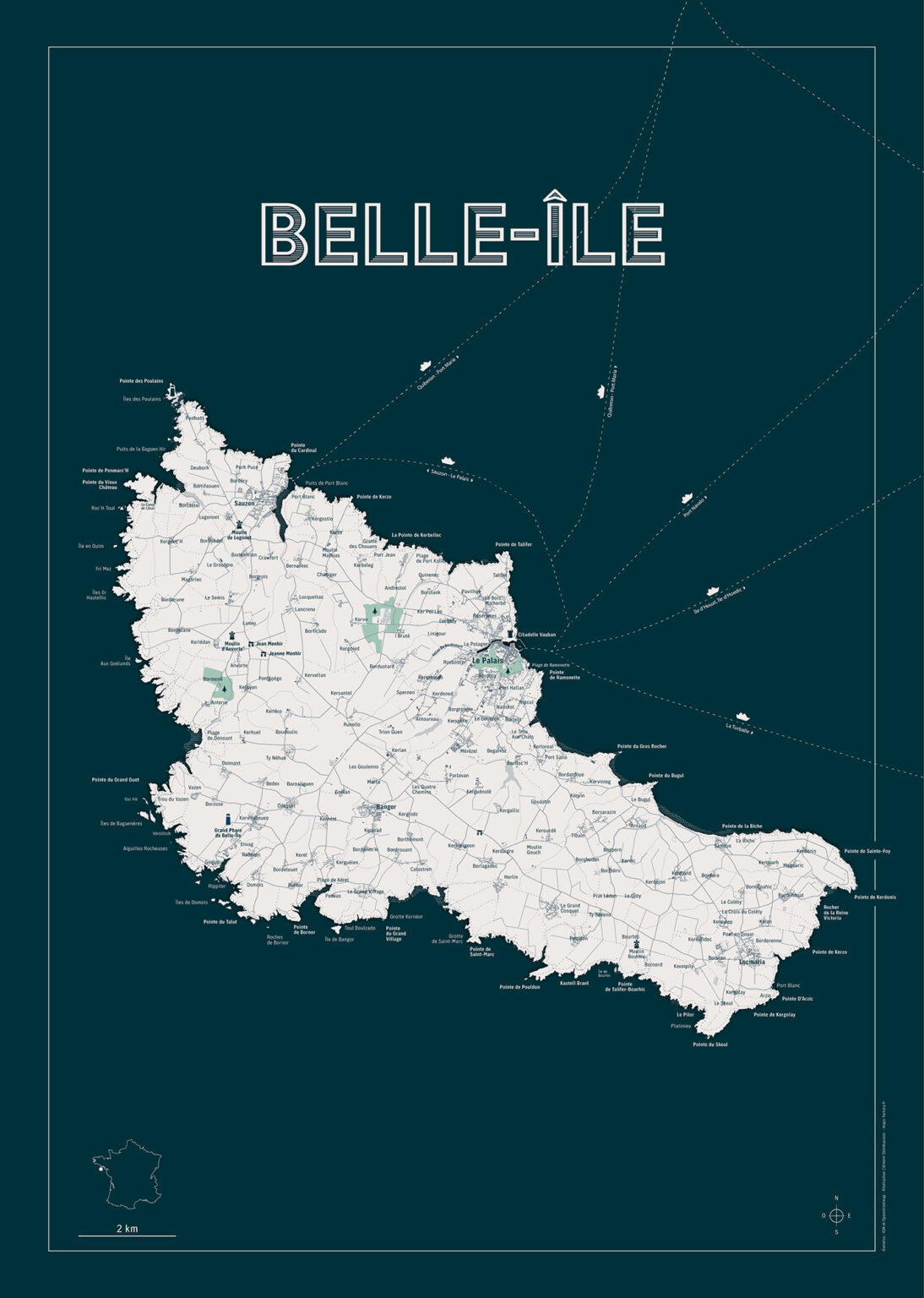 Carte de Belle-île - Maps Factory