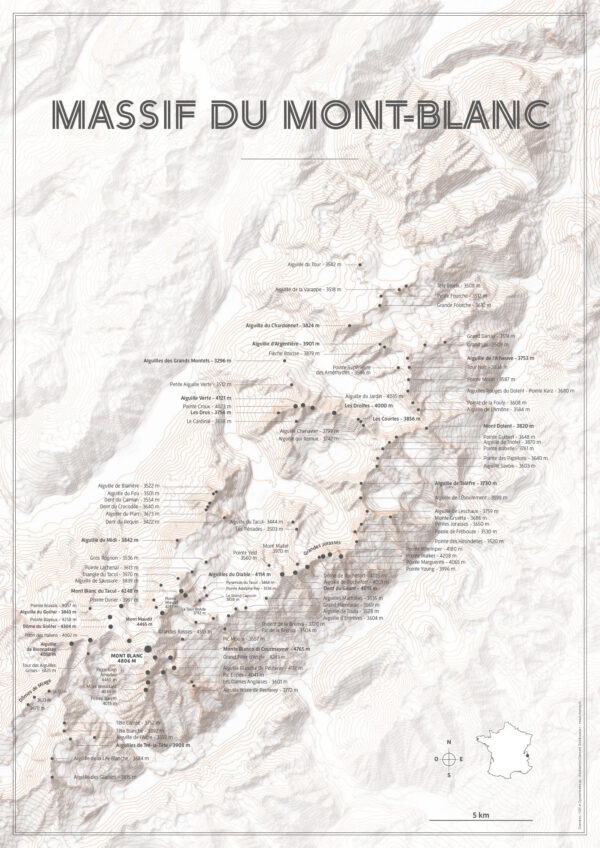 Carte du massif du Mont-Blanc