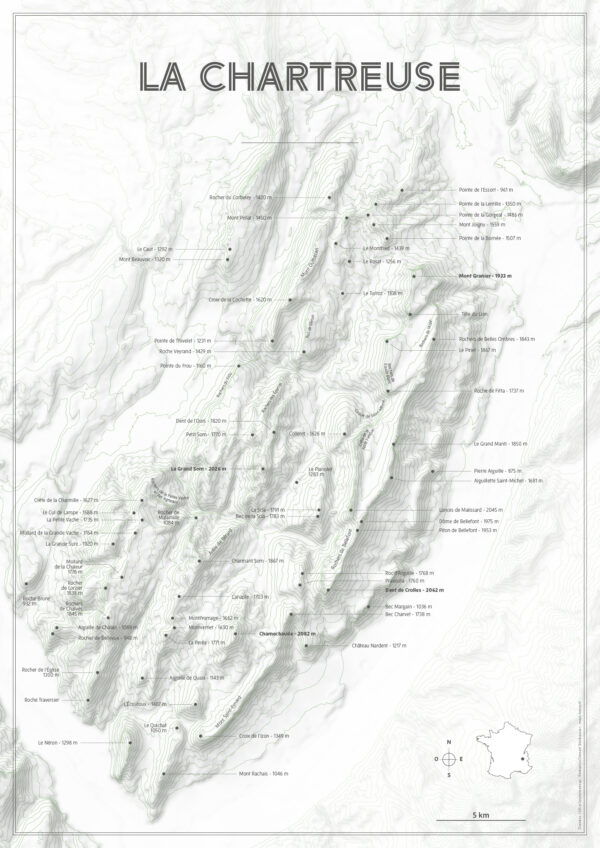 Affiche d'une carte du massif de la chartreuse