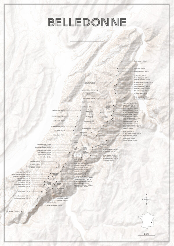 Poster de la carte de la chaîne de Belledonne